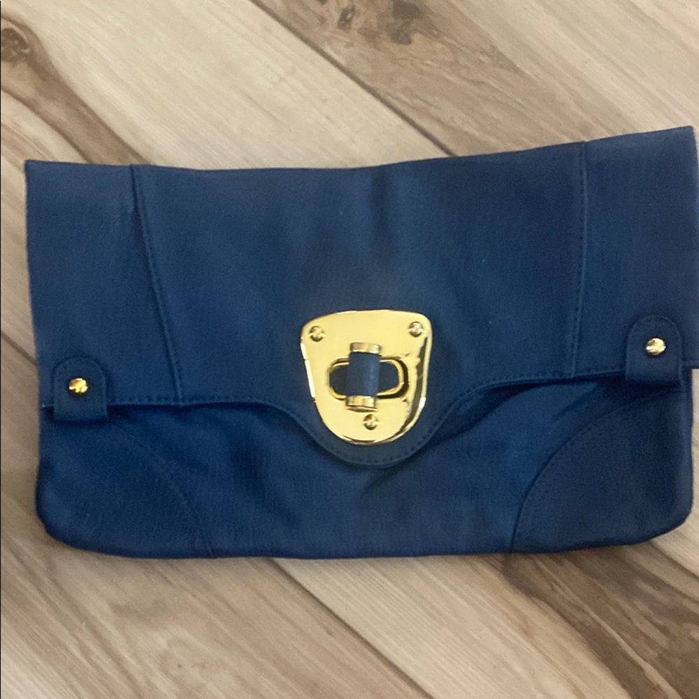 Navy Blue Clutch with Gold Hardware